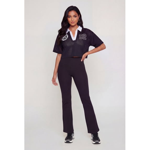 Women's Oversized NYC 92 Graphic Cropped Mesh Jersey