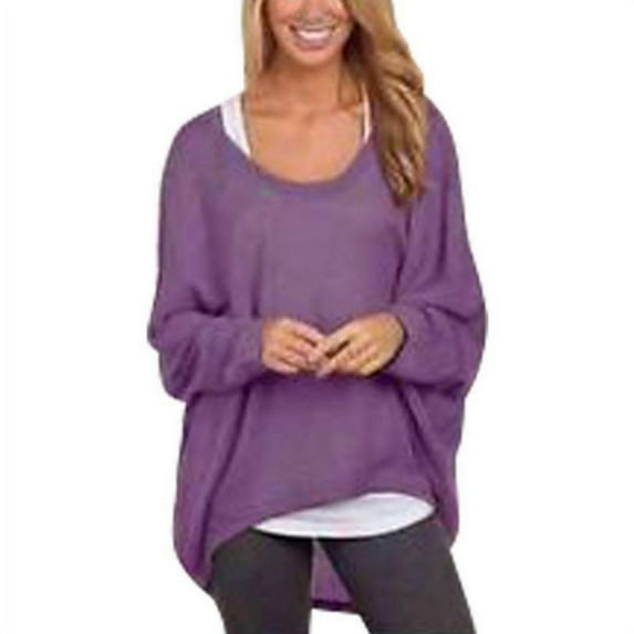 Women's Oversized Off Shoulder Pullover Tops Long Sleeve Loose Fit Waffle Knit Tops