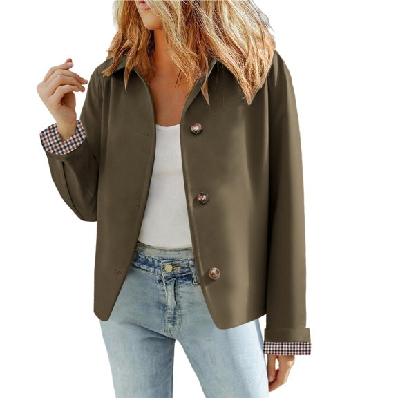 Women's Oversized Plaid Lined Jacket, Solid Color Raglan Sleeve Casual Coat, Drop Shoulder Relaxed Fit Cropped Outerwear, Soft Boxy Style Jacket for Women, Comfortable Loose Fit Casual Wear