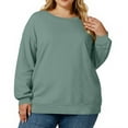 thumbnail image 1 of Women’s Oversized Plus Size Sweatshirt Crewneck Long Sleeve Casual Pullover Solid Color Soft Polyester Loose Fit Top Green, 1 of 4