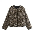 thumbnail image 1 of Women's Oversized Print Quilted Puffer Jacket Casual Padded Coat Leopard Print S, 1 of 8