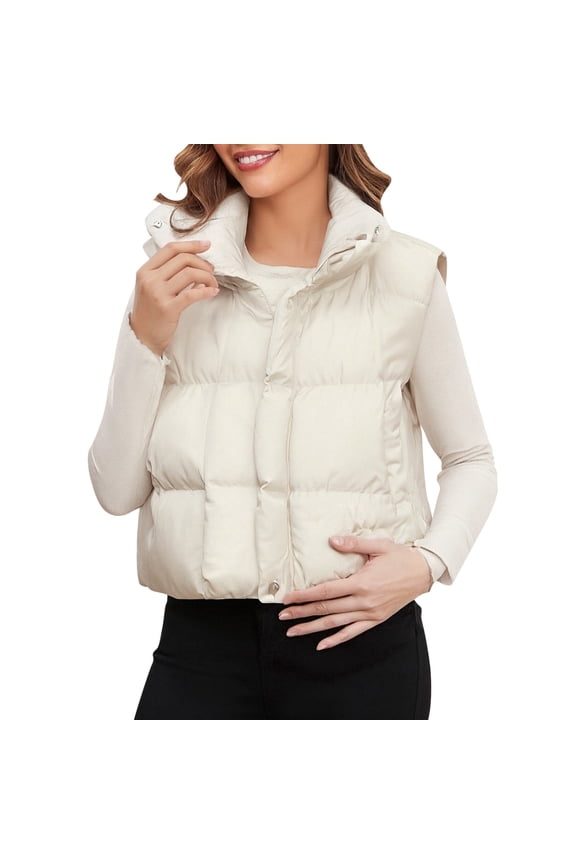 Women's Oversized Puffy Quilted Vest Coat Winter Warm Thickened Down Alternative Featherless Fill Outerwear For Casual Streetwear