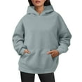 thumbnail image 1 of Women's Oversized Pullover Hoodie Soft Velvet Long Sleeve Top With Pockets For Winter Fall Fashion Comfort Womens Casual Pullover Tops Long Sleeves Casual Shirts, 1 of 4