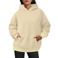 thumbnail image 1 of Women's Oversized Pullover Hoodie Soft Velvet Long Sleeve Top With Pockets For Winter Fall Fashion Comfort Womens Casual Pullover Tops Long Sleeves Casual Shirts, 1 of 4