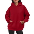 thumbnail image 1 of Women's Oversized Pullover Hoodie Soft Velvet Long Sleeve Top with Pockets for Winter Fall Fashion Outerwear Womens Casual Pullover Tops Long Sleeves Casual Shirts, 1 of 5