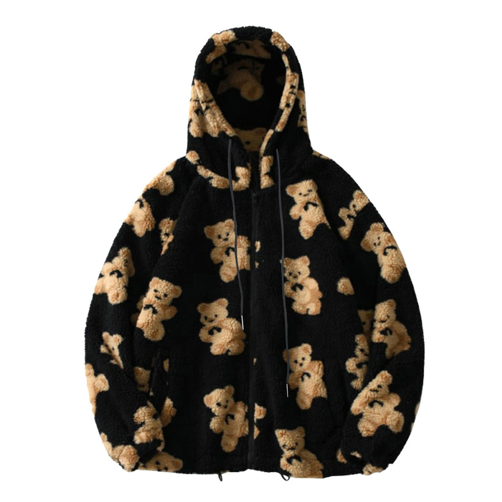 Women's Oversized Pullover Hoodies Cute Bear Graphic Sherpa Fleece