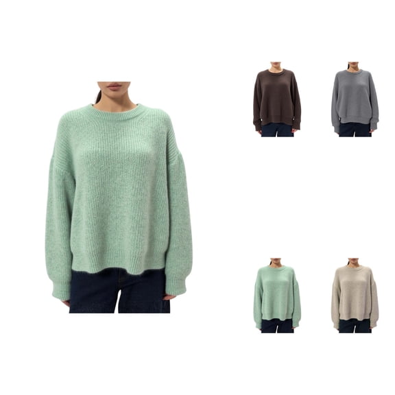 Women's Oversized Pullover Sweater – Thick Soft Knit Crewneck Long Sleeve Loose Fit Solid Color Winter Fall Casual Jumper