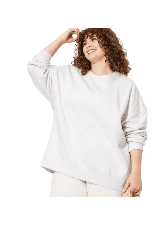 Womens Oversized Pullover Sweatshirt Heather Gray Long Sleeve Cozy XXL