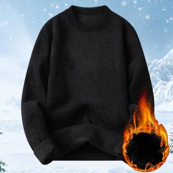 Women's Oversized Pullover Sweatshirt, Long Sleeve Fleece Lined Crewneck, Loose Fit Warm Casual Top, Plus Size Streetwear Sweatshirt Black M