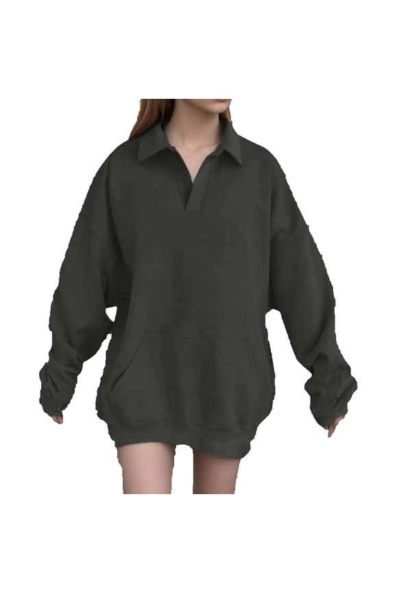 Women's Oversized Pullover Sweatshirt Wool Turtleneck Long Sleeve Sweater - Soft Cozy Winter Casual Top with Functional Pockets,Size:S