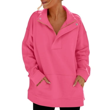 Women's Oversized Quarter Zip Pullover Sweatshirt Casual Long Sleeve Loose Fit Top with Pockets