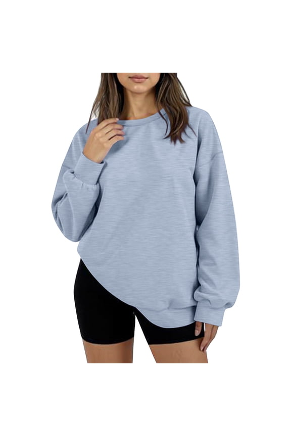 Women's Oversized Round Neck Fleece Hoodie Casual Comfort Pullover Tops for Women Fall Winter Clothing Soft Warm Loose Fit Sweatshirt for Daily Wear,Gray,2XL