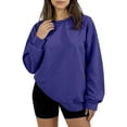 thumbnail image 1 of Women's Oversized Round Neck Fleece Hoodie Casual Comfort Pullover Tops for Women Fall Winter Clothing Soft Warm Loose Fit Sweatshirt for Daily Wear,Navy,M, 1 of 6