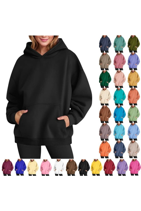 Womens Oversized Hoodies Casual Long Sleeve Fleece Sweatshirts Pullover Teen Girls Clothes Women Sweatshirts Ladies Tops with Pocket