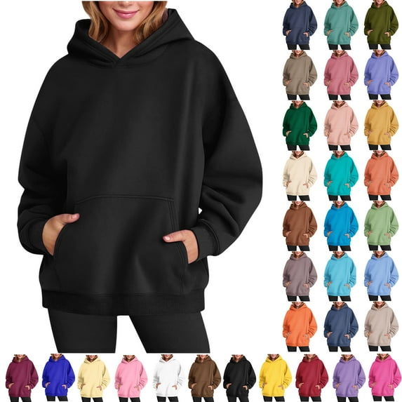 Womens Oversized Hoodies Casual Long Sleeve Fleece Sweatshirts Pullover Teen Girls Clothes Women Sweatshirts Ladies Tops with Pocket