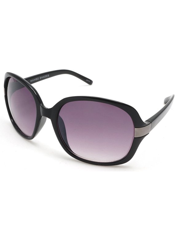 Women's Oversized Round Retro Fashion Sunglasses Claudette Colbert Mambo Diva - Black