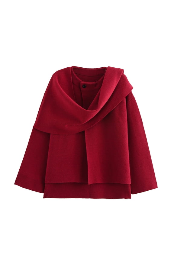 Women's Oversized Scarf Jacket Shawl Wraps Knit Long Sleeve Button Winter Peacoat 2025 Trendy Solid Color Streetwear