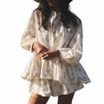 thumbnail image 1 of Women's Oversized Sets Shirts Shorts for Daily Wear Beige S, 1 of 9