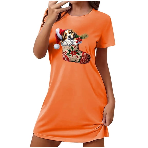 Women's Oversized Short Nightgown Fashion Chest Print Short Sleeve Nightdress