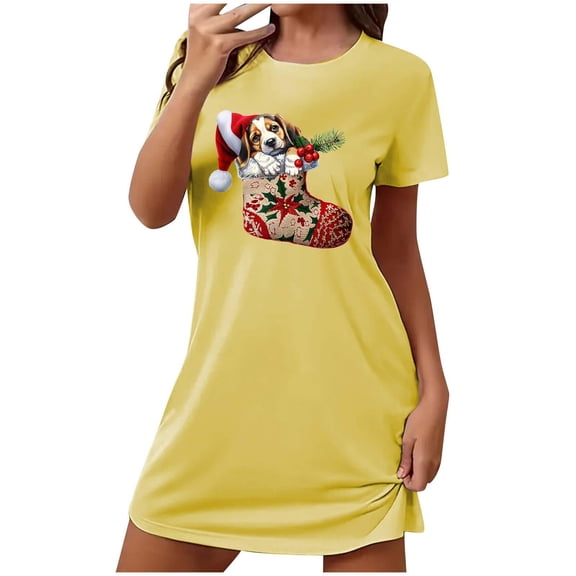 Women's Oversized Short Nightgown Fashion Chest Print Short Sleeve Nightdress