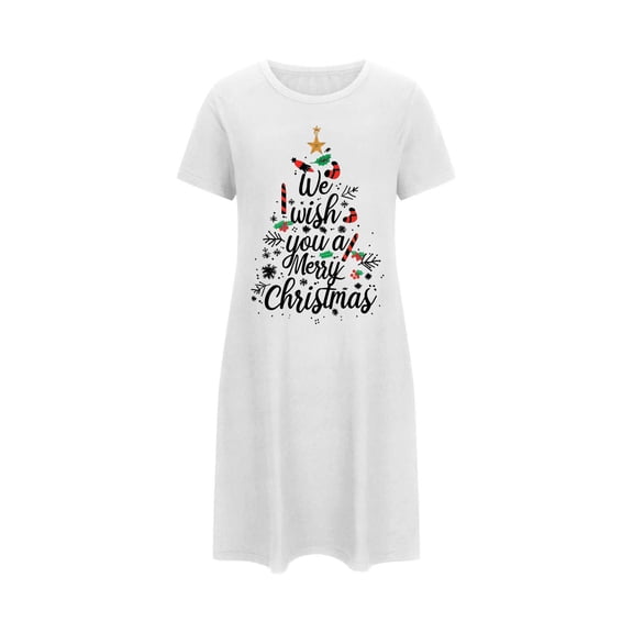 Women's Oversized Short Nightgown Fashion Chest Print Short Sleeve Nightdress