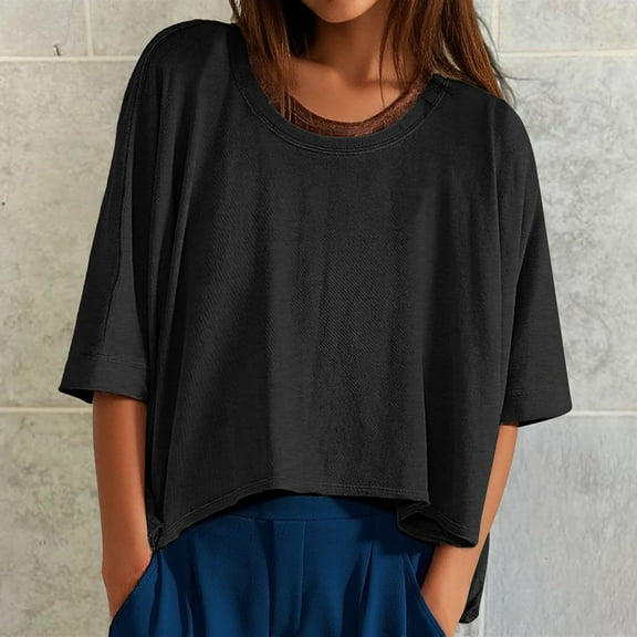 Women's Oversized Short Sleeve T Shirt Casual Loose Fit Summer Crop Top Comfortable Soft Breathable Fashion Tee
