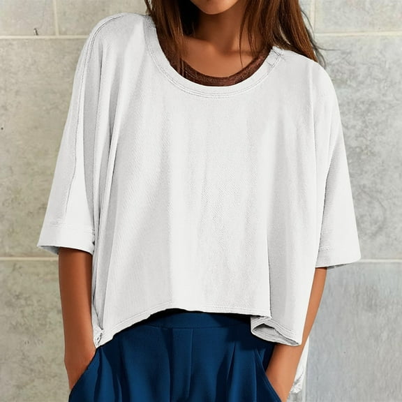 Women's Oversized Short Sleeve T Shirt Casual Loose Fit Summer Crop Top Comfortable Soft Breathable Fashion Tee
