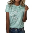 thumbnail image 1 of Women's Oversized Short Sleeve Tops Floral Graphic Printed Blouses 2025 Basic Crewneck Tee Fall Casual Fashion Y2K Shirts, 1 of 4