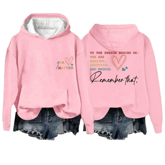 Women's Oversized Slogan Letter Graphic Hoodie, Long Sleeve Aesthetic Pullover with Kangaroo Pockets, Soft Comfortable Sweatshirt for Daily Wear, Vacation, School, and Sports Activities Pink M