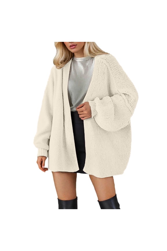 Women's Oversized Solid Batwing Sleeve Cardigan Open Front Knit Sweater Long Sleeve Lightweight Fall Winter Lounge Wear