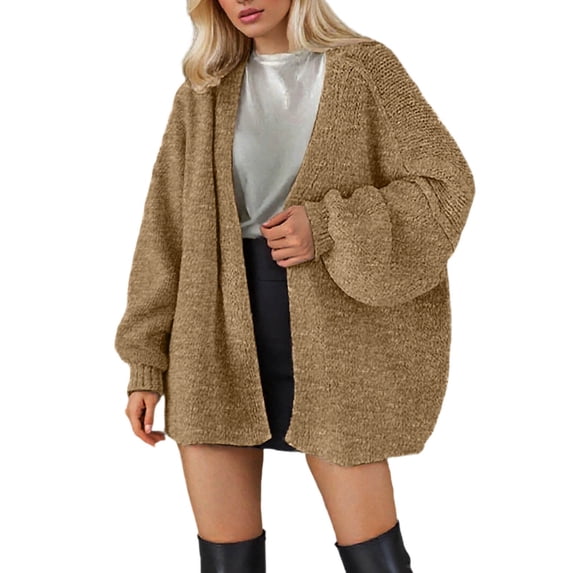 Women's Oversized Solid Batwing Sleeve Cardigan Open Front Knit Sweater Long Sleeve Lightweight Fall Winter Lounge Wear