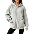 thumbnail image 1 of Women's Oversized Solid Hoodie, Casual Long Sleeve Pullover Hooded Sweatshirt with Kangaroo Pocket, Loose Fit Basic Daily Tops for Fall Winter, 1 of 6