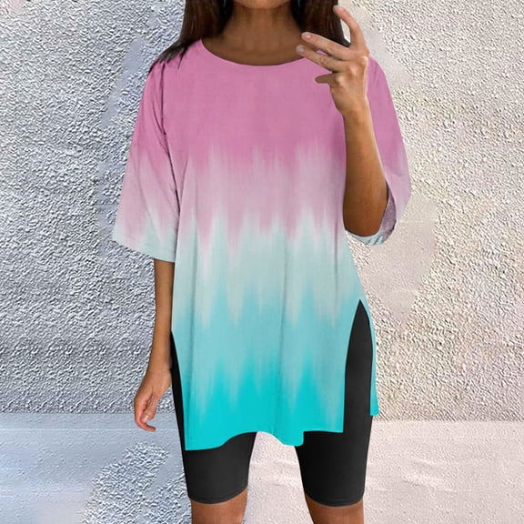 Women's Oversized Split Hem T-Shirt - Long Loose Fit Short Sleeve Top for Yoga, Leggings & Summer | Breathable Cotton Casual Wear