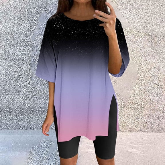 Women's Oversized Split Hem T-Shirt - Long Loose Fit Short Sleeve Top for Yoga, Leggings & Summer | Breathable Cotton Casual Wear