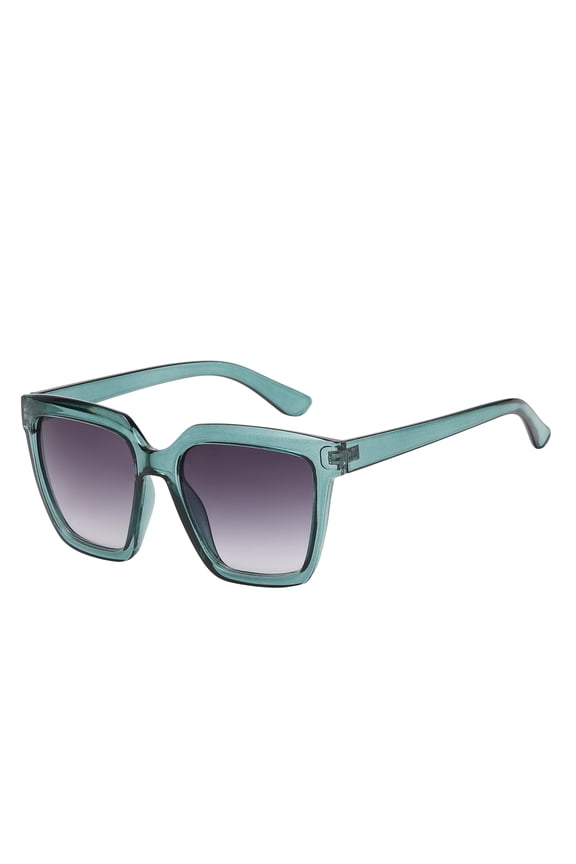 Women's Oversized Square Sunglasses - Green Frame / Gradiant Smoke Lens