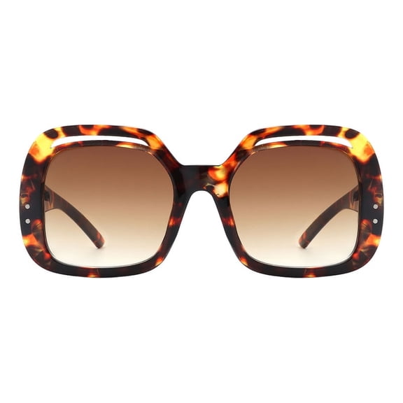 Women’s Oversized Square Sunglasses Retro Bold Cutout Frame UV400 Tortoise