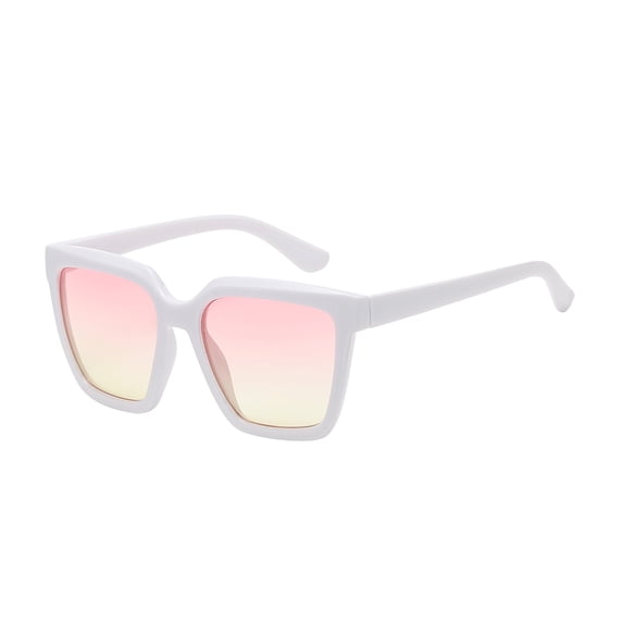 Women's Oversized Square Sunglasses - White Frame / Gradiant Pink Yellow Lens