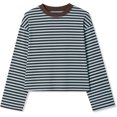 thumbnail image 1 of Women's Oversized Striped Long Sleeve Shirt Crewneck Tops Drop Shoulder Y2K Fall Clothes, 1 of 9
