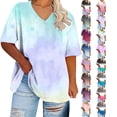 thumbnail image 1 of Women's Oversized Summer Top V-neck Short Sleeved Solid Summer Base Shirt Sports T-shirt XL-5XL, 1 of 5