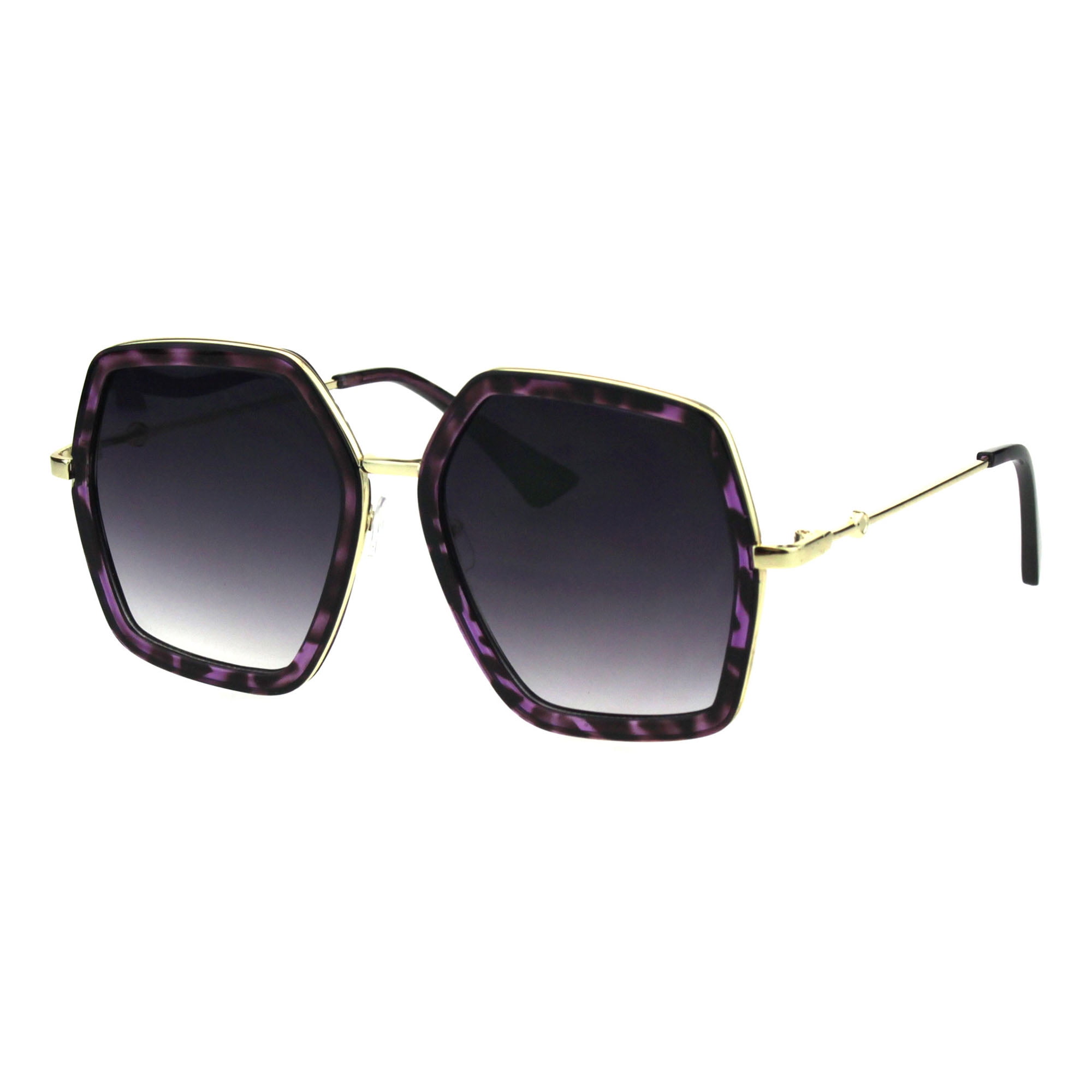 Oversized Retro Hexagonal Sunglasses UV400 Protection Polycarbonate Frame Amazon.com: The Fresh Fashion Designer Huge Hexagon Metal  main image 2