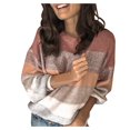 thumbnail image 1 of Women's Oversized Sweater Color Block Striped O Neck For Long Sleeve Knit Pullover Jumper Tops Pink Casual Daily Wearing Winter Warm Outfits M, 1 of 8