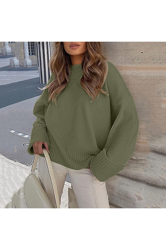 Women's Oversized Sweater Crewneck Long Sleeve Oversized Fuzzy Knit Warm Pullover Sweater Top Warm Hoodies Workout Sweatshirt Women Sweatshirt for Women Mens Lightweight Sweater Mens Winter Shirt