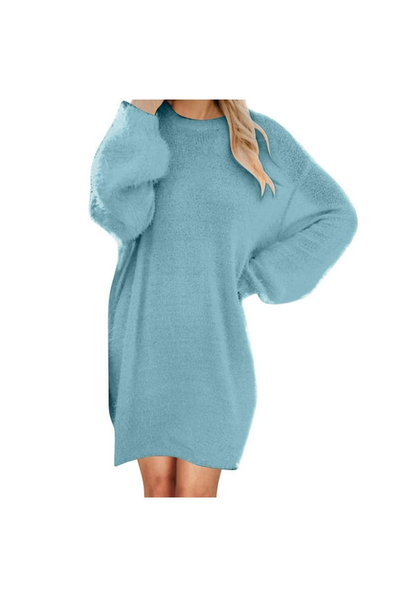 Women's Oversized Sweater Dress, Long Sleeve, Casual Lounge & Winter Wear, Soft Knit Fabric, Solid Color