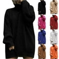 thumbnail image 1 of Women's Oversized Sweater Dress Pullover Turtleneck Long Sleeve Fall Short Dresses Cozy Comfy Date Night Outfits, 1 of 7