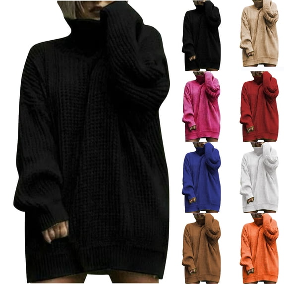 Women's Oversized Sweater Dress Pullover Turtleneck Long Sleeve Fall Short Dresses Cozy Comfy Date Night Outfits