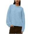thumbnail image 1 of Women's Oversized Sweater Fuzzy Ribbed Knit Pullover Crew Neck Sweaters Casual Fall Top 2025 Long Sleeve Outfits Chunky Puff Clothes Fashion Clothing, 1 of 7
