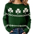 thumbnail image 1 of Women's Oversized Sweaters 2026 St. Patrick's Day Shamrock Graphic Knit Sweatshirts Long Sleeve Round Neck Y2k Spring Tops, 1 of 5