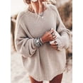 thumbnail image 1 of Women's Oversized Sweaters Batwing Sleeve Mock Neck Jumper Tops Chunky Knit Pullover Sweater, 1 of 5