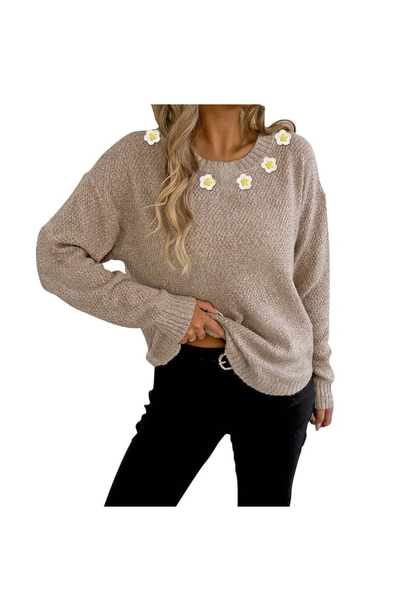 Women's Oversized Sweaters Crewneck Long Sleeve Pullover Knit Top Casual Trendy Sweater