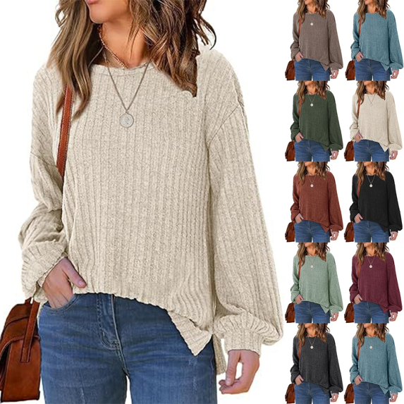 Women's Oversized Sweatshirt 2025 Fall Fashion Clothes Ribbed Corduroy Long Sleeve Going Out Pullover Tops 01-Beige L